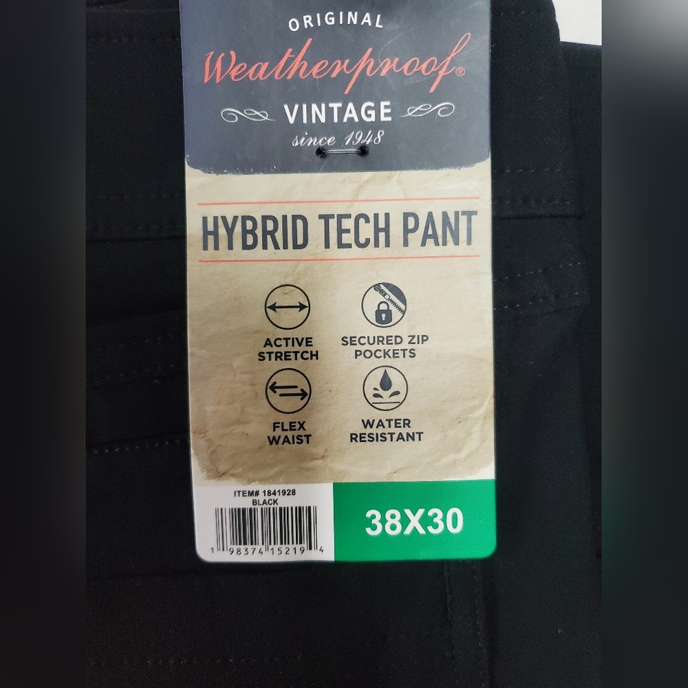 Men's Weatherproof Vintage Hybrid Tech Regular Taper Pants Black Size 38x30 NWT - Picture 10 of 11